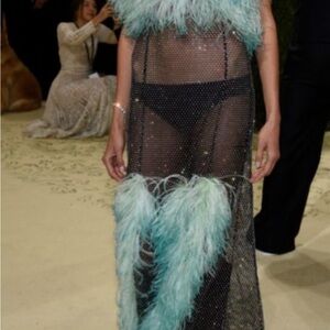 Yves Saint Laurent Black and ostrich Feather Dress